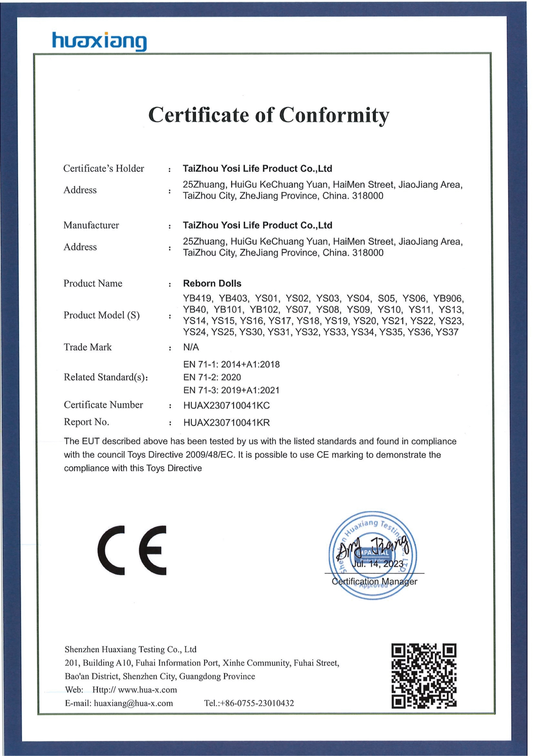 CE Certificate